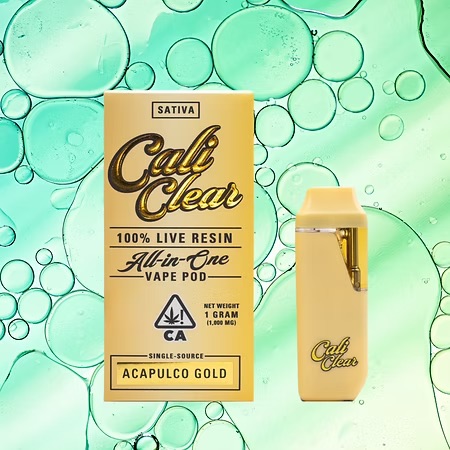 Cali Clear USA|Cali Clear Acapulco Gold – 1g Live Resin – All In One Vape Pod – Sativa
